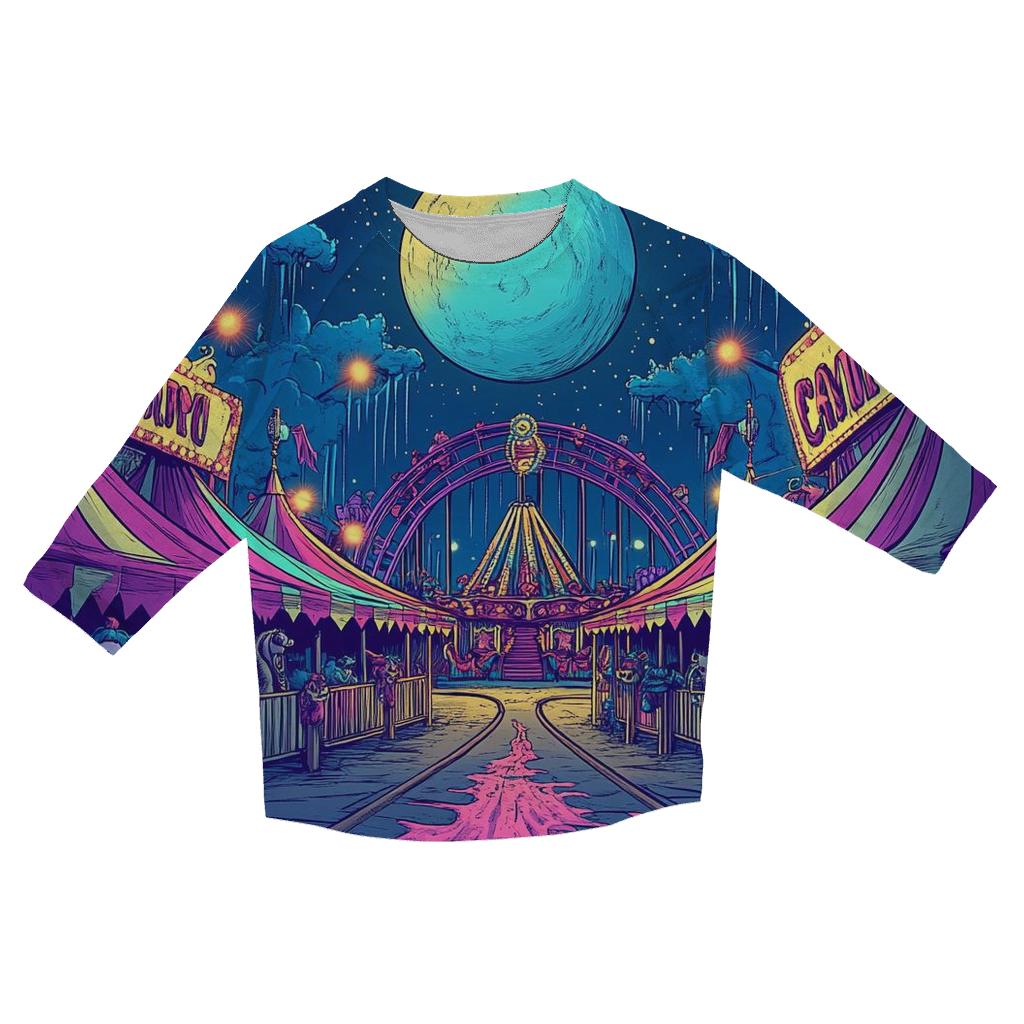 Midnight Cartoon Carnival trendy 3/4 sleeve tops