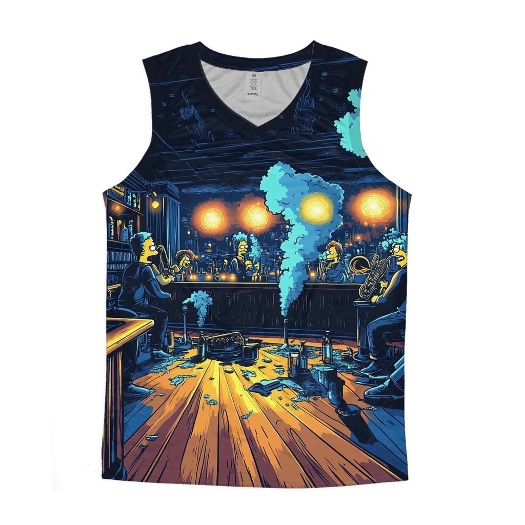 Moes Midnight Jazz Riot sports performance tank tops