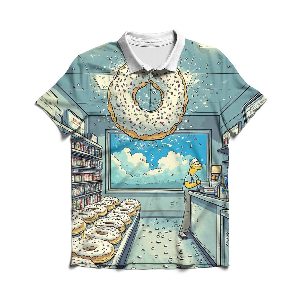 Donut Tornado At Kwik E Mart premium cotton polo shirts