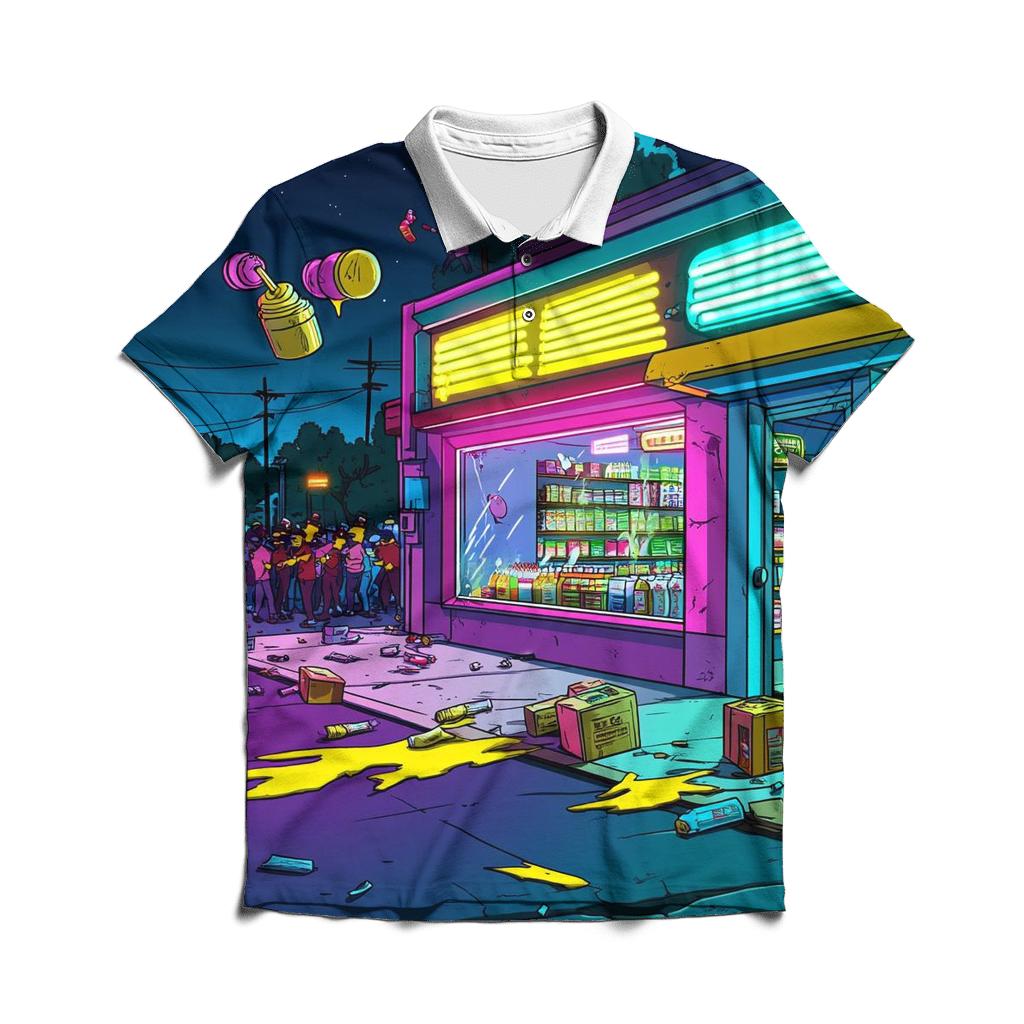 Kwik E Mart Night Market Heist classic pique polos