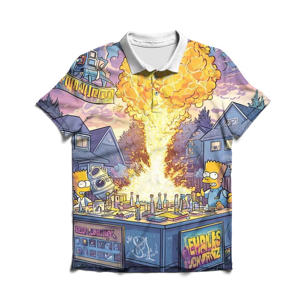 Simpsons Suburban Science Fair Fiasco embroidered polo tops