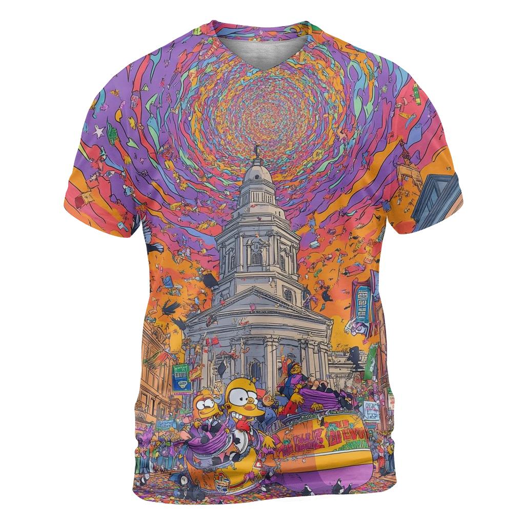Springfield Town Square Parade Crash artistic all-over print tops