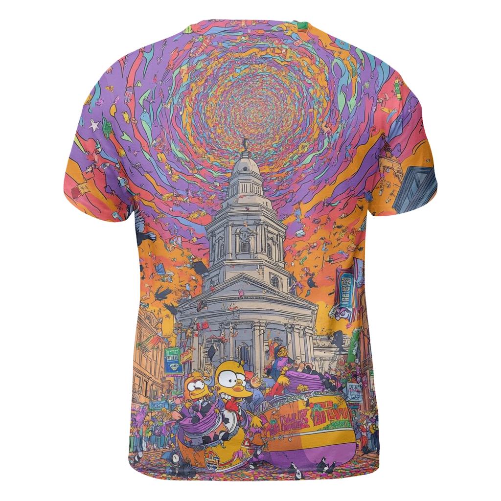 Springfield Town Square Parade Crash artistic all-over print tops