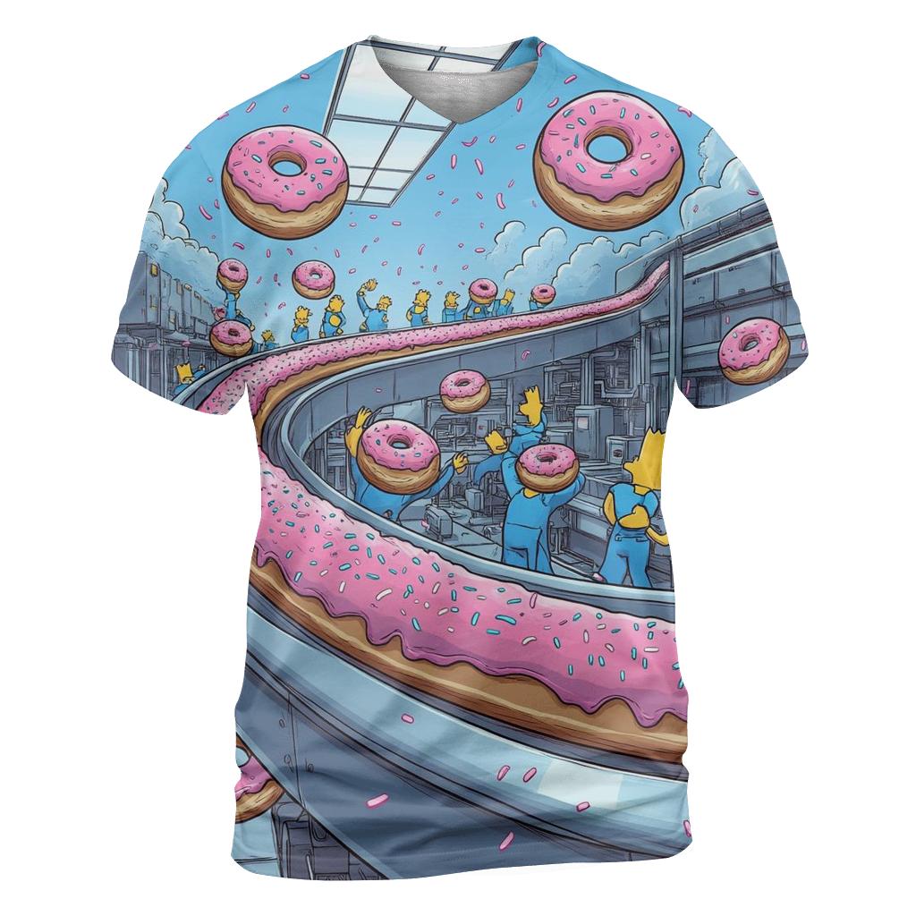 Donut Factory Assembly Line Ballet vibrant all-over design tees