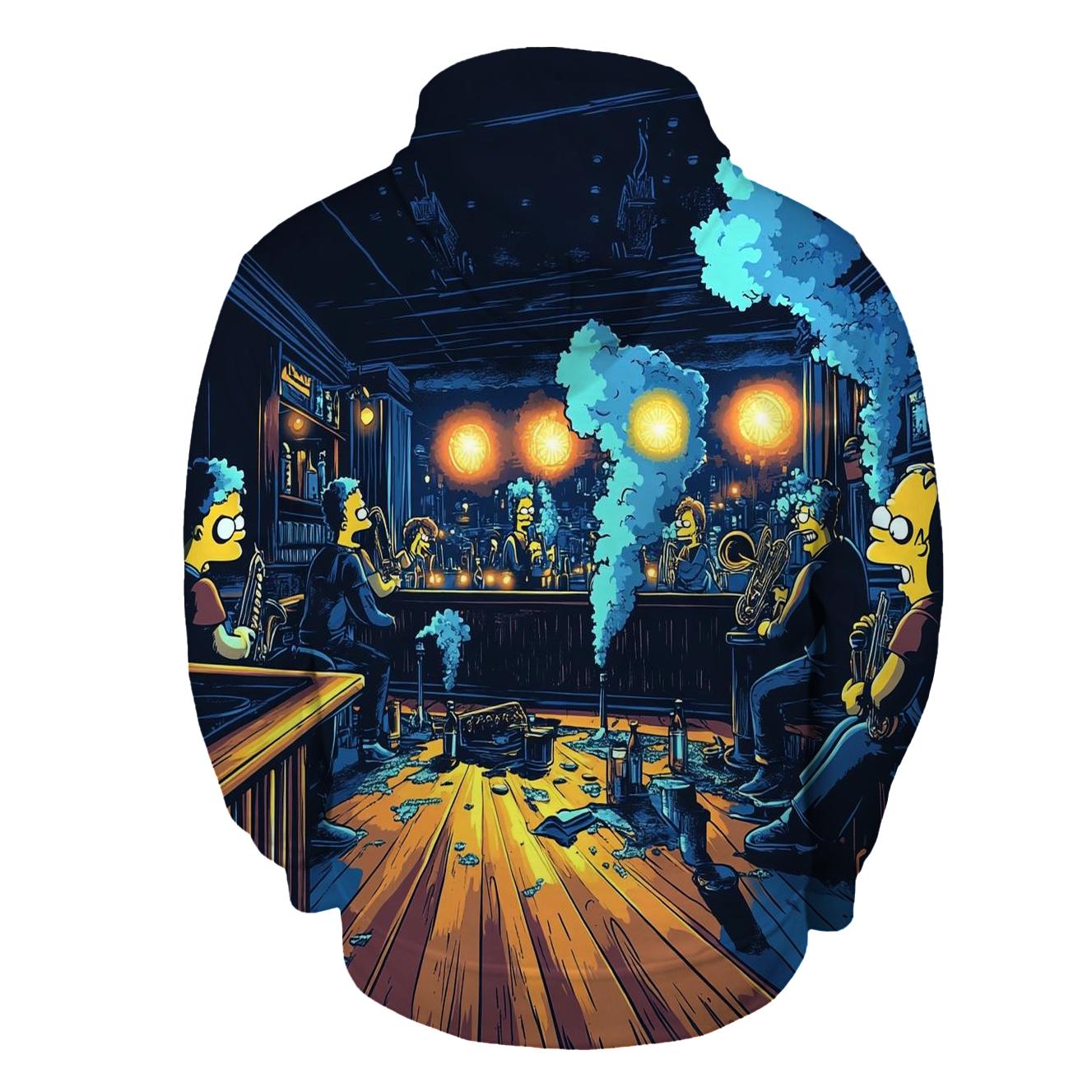 Moes Midnight Jazz Riot graphic hoodies