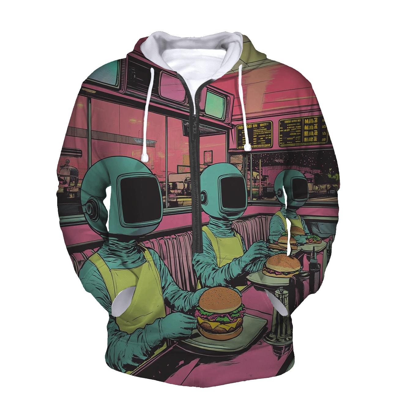 Galactic Cartoon Diner custom hoodies