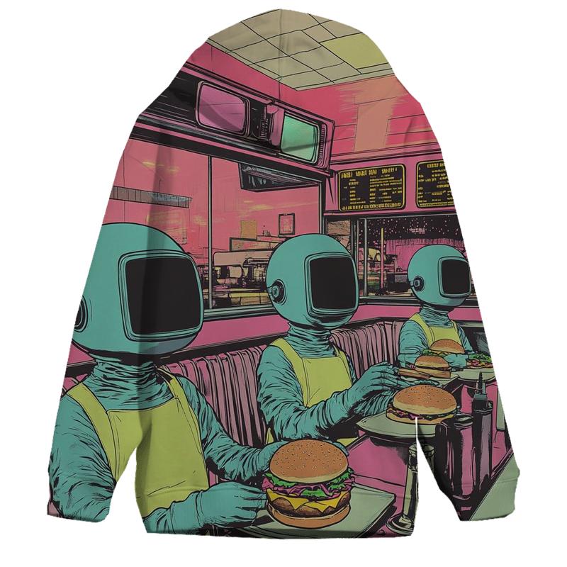 Galactic Cartoon Diner hoodies fashion