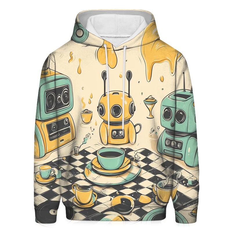 Toy Bot Tea Party printed hoodies