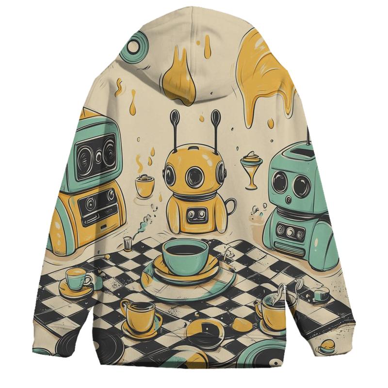 Toy Bot Tea Party printed hoodies
