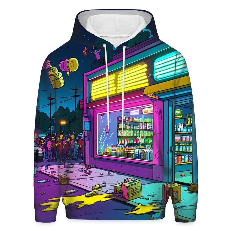 Kwik E Mart Night Market Heist graphic hoodies
