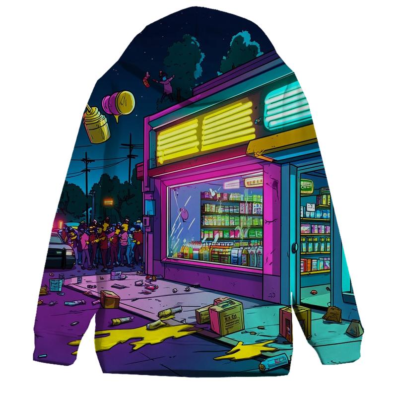 Kwik E Mart Night Market Heist graphic hoodies