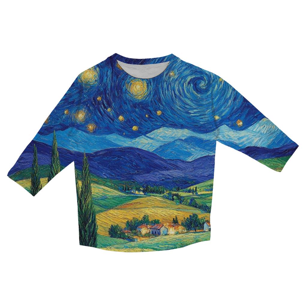 Van Gogh Inspired Starry Countryside fashion 3/4 sleeve shirts