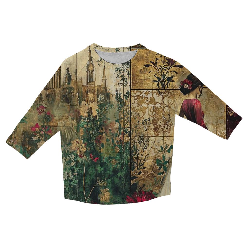 Klimt Inspired Golden Garden custom 3/4 sleeve shirts