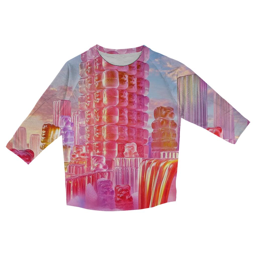 Rainbow Gummy Skyline printed three quarter sleeve shirts