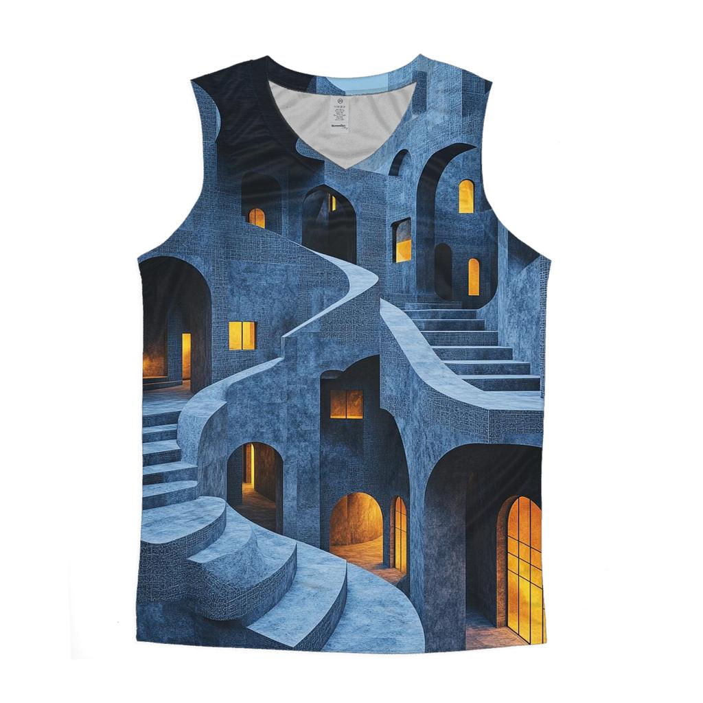 Escher Inspired Geometric Citylights designer workout tanks