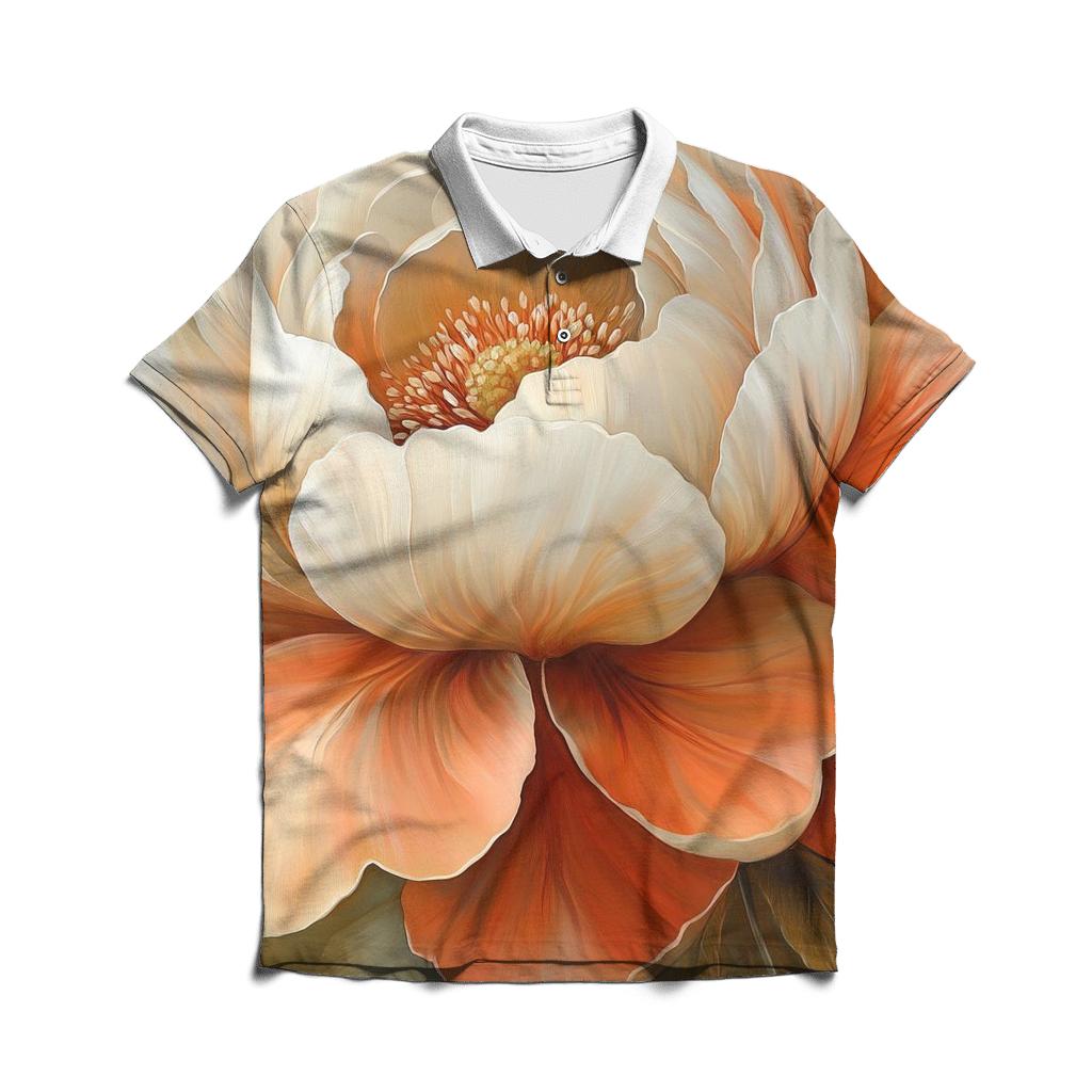 Georgia O Keeffe Inspired Desert Flowers premium cotton polo shirts