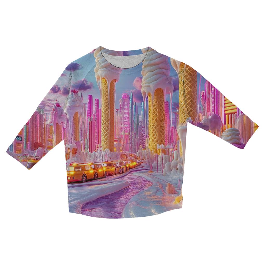 Neon Ice Cream Metropolis trendy 3/4 sleeve tops