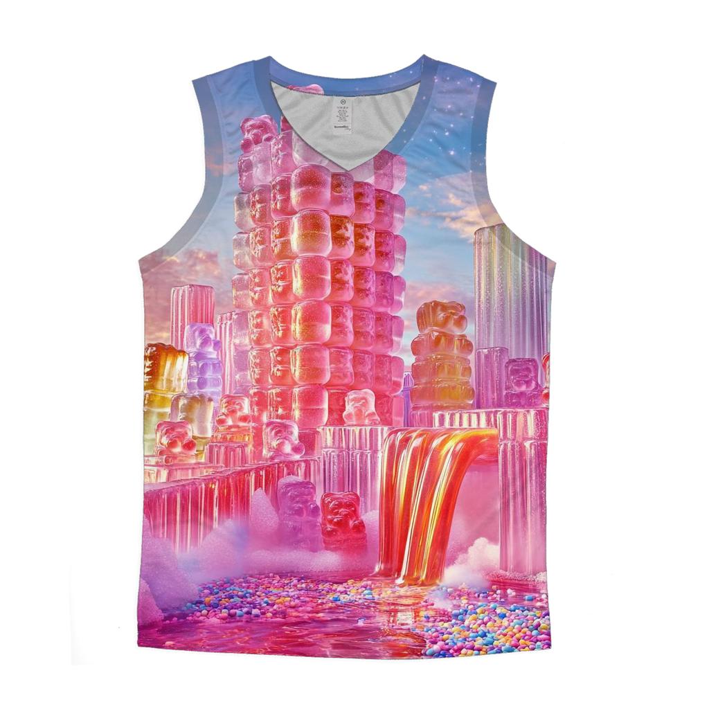 Rainbow Gummy Skyline personalized athletic tanks