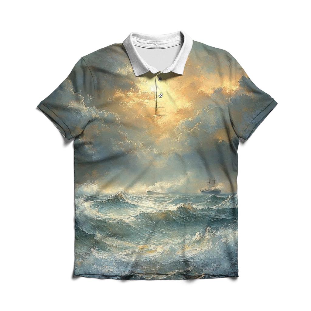 Turner Inspired Tempest At Sea custom polo shirts