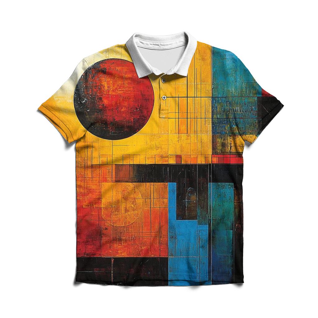 Kandinsky Inspired Cosmic Orchestra custom polo shirts
