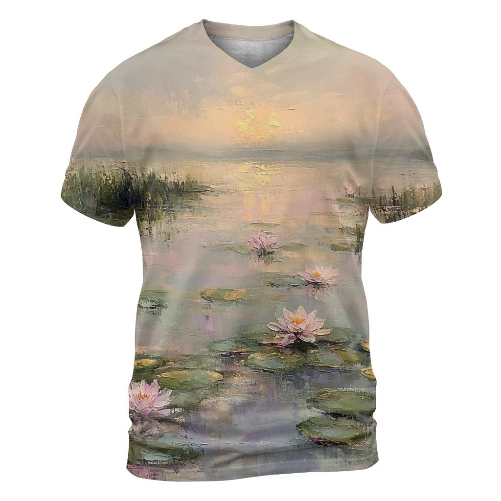 Monet Inspired Water Lilies At Dawn personalized full print shirts