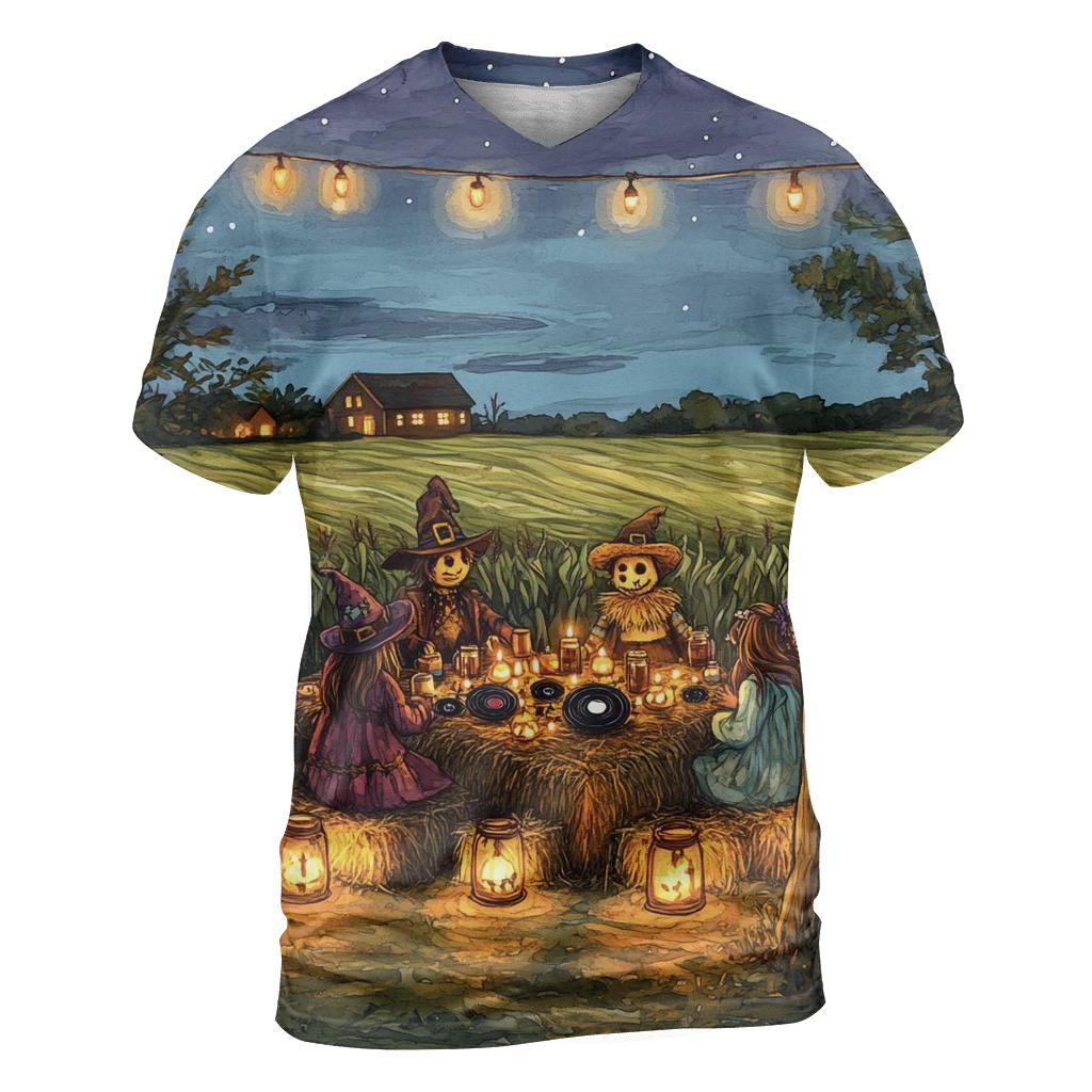 Harvest Lantern Picnic Haunted artistic all-over print tops