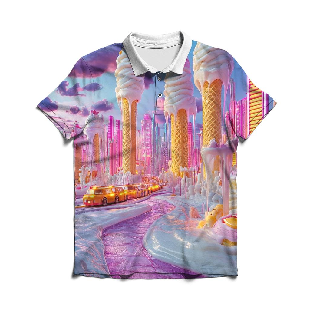 Neon Ice Cream Metropolis embroidered polo tops