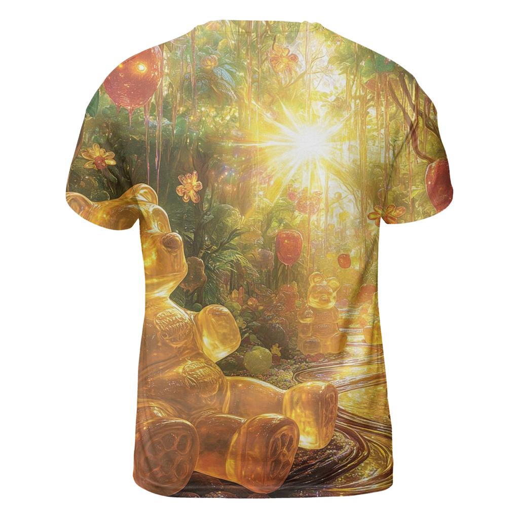 Gummy Bear Rainforest Rhapsody vibrant all-over design tees