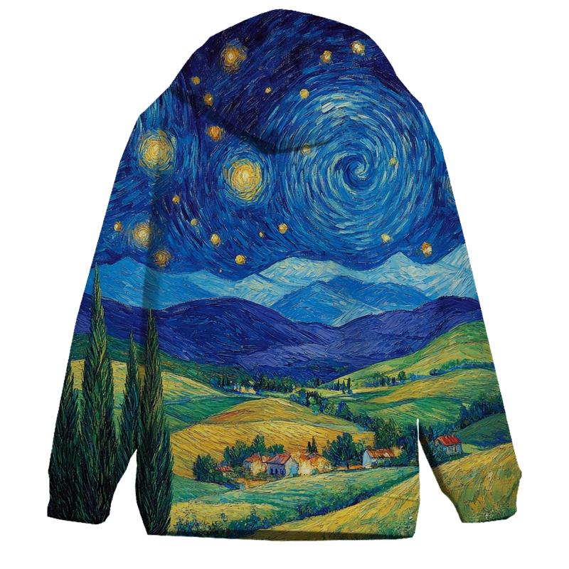 Van Gogh Inspired Starry Countryside printed hoodies