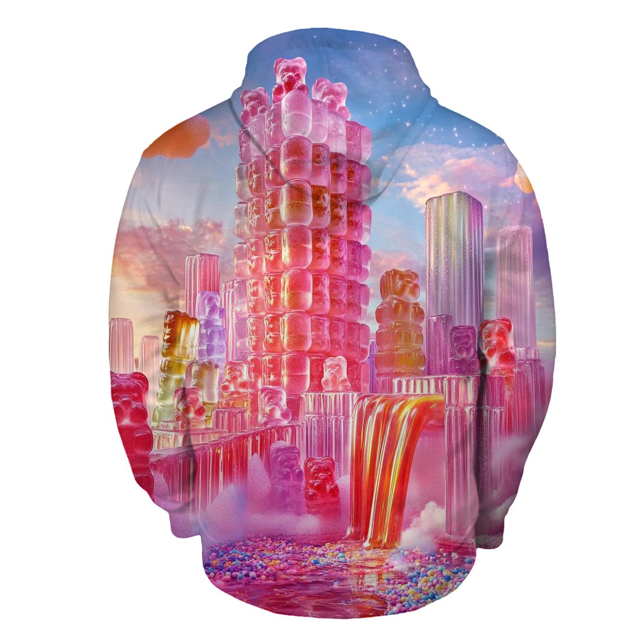 Rainbow Gummy Skyline embroidered hoodies