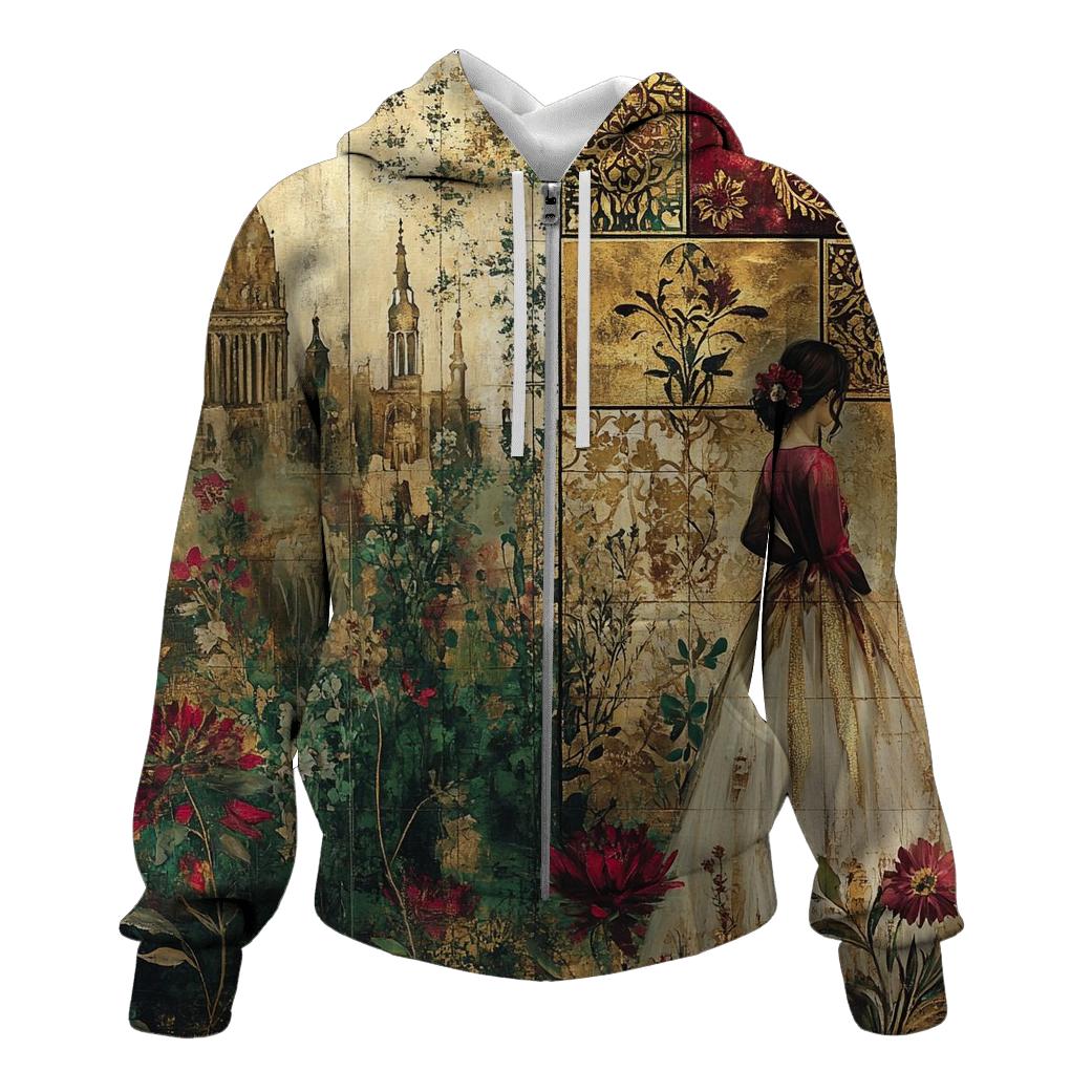 Klimt Inspired Golden Garden designer hoodies