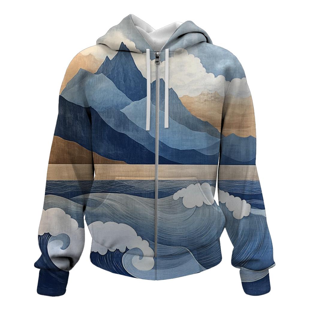 Hokusai Inspired Mountain Storm hoodies fashion