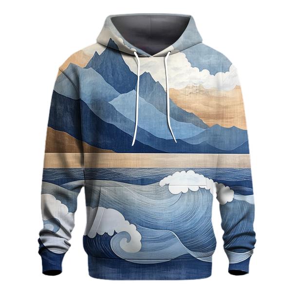Hokusai Inspired Mountain Storm pullover hoodies