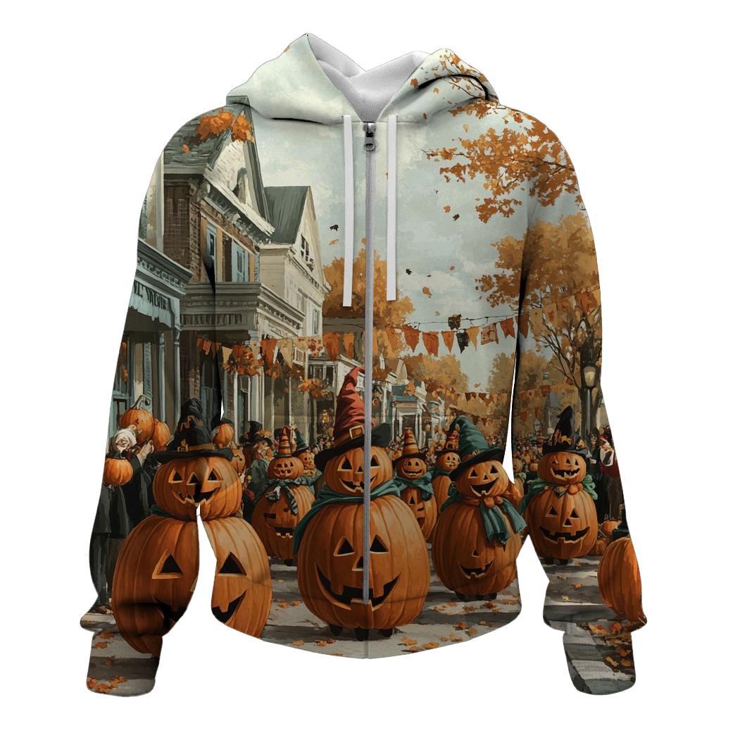 Pumpkin Parade On Main Spooky zip-up hoodies