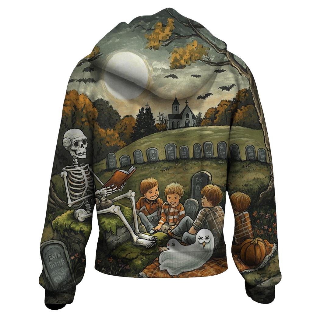 Moonlit Graveyard Tale Halloween pullover hoodies