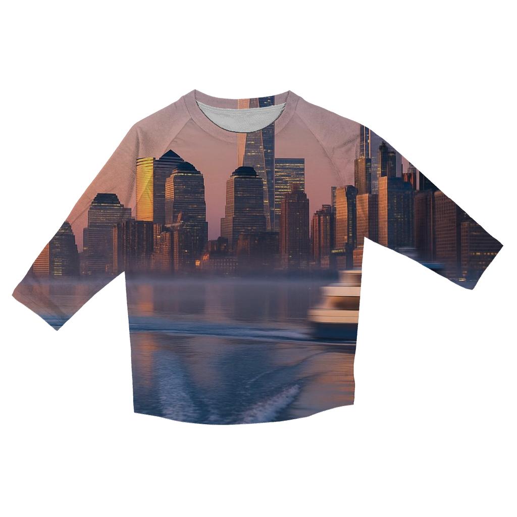 Early Morning Hudson Reflection custom 3/4 sleeve shirts