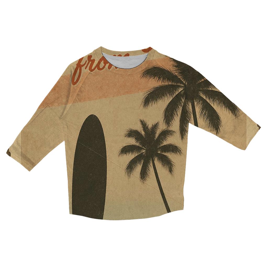 Sunset Surfboard Postcard cotton quarter sleeve shirts