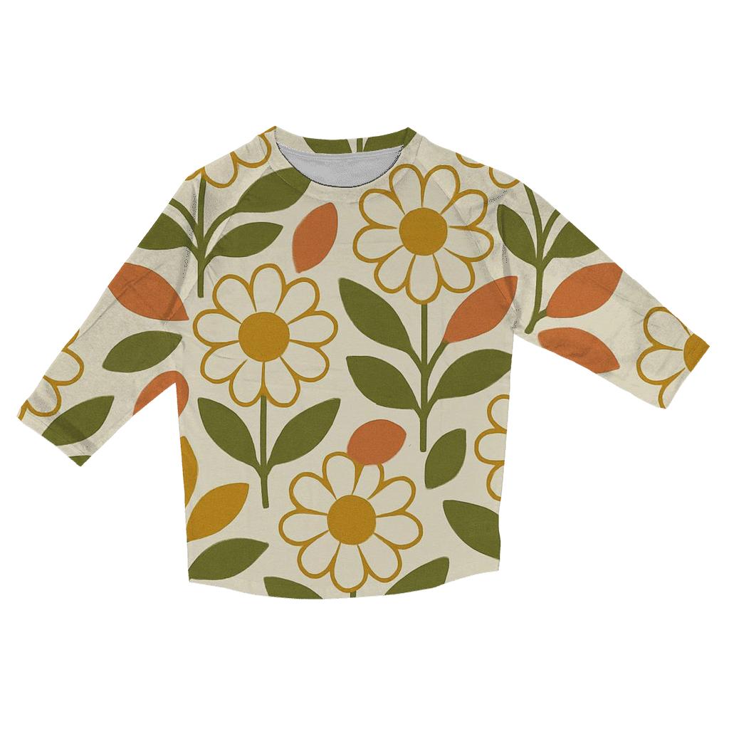 Harvest Flower Motif stylish quarter sleeve tops