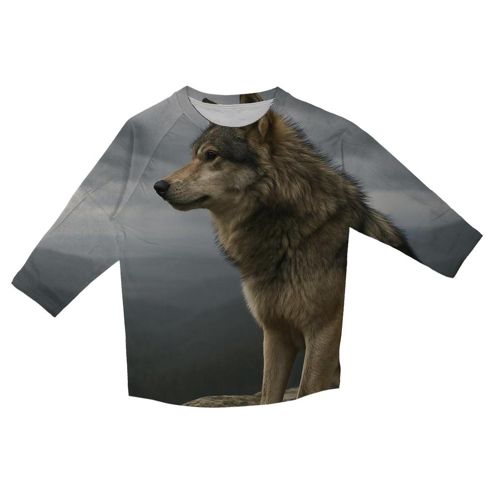 Lone Timber Wolf On Clifftop casual three quarter sleeve shirts