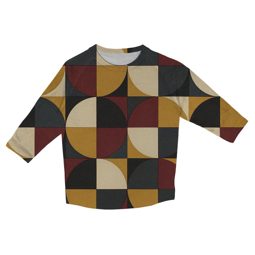 Retro Disco Geometry printed three quarter sleeve shirts