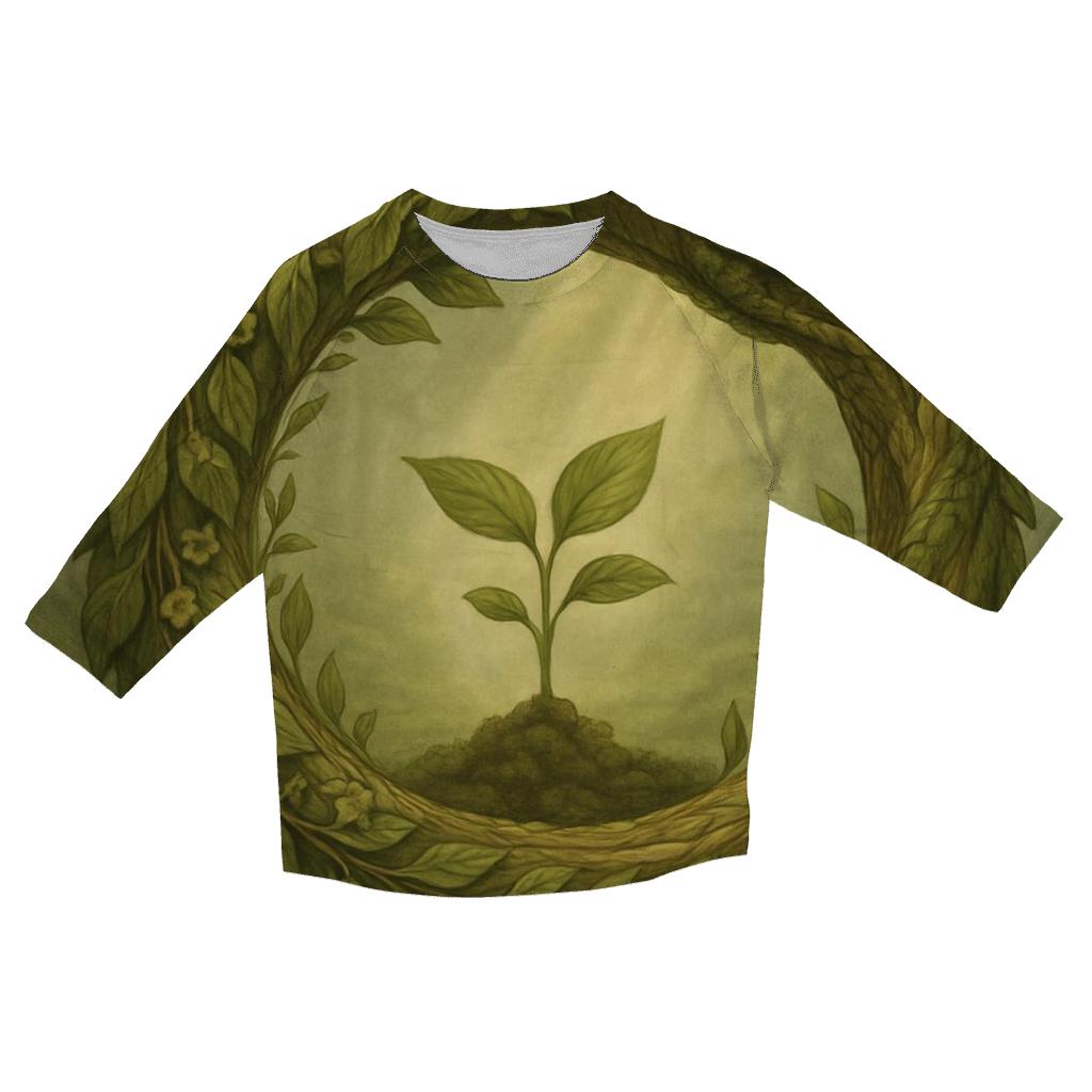 Verdant Cycle Ouroboros printed three quarter sleeve shirts