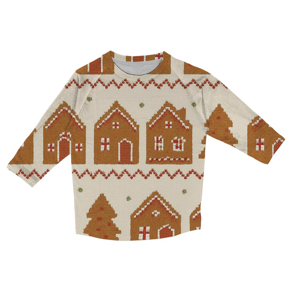 Gingerbread Village Parade Design casual three quarter sleeve shirts