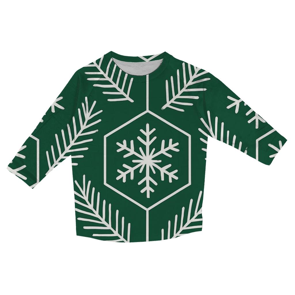 Hexagonal Snowfall Pattern personalized 3/4 sleeve tees