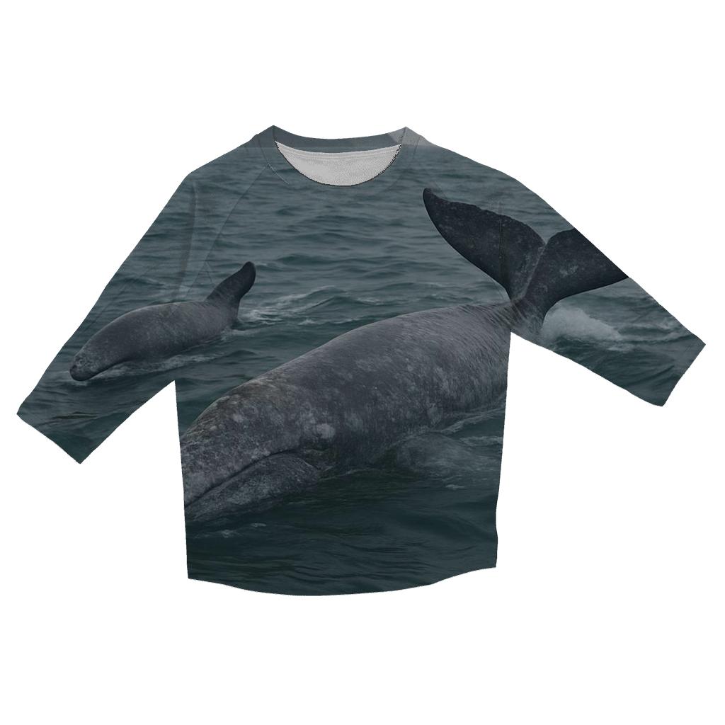 Shelf Sea Wolf Gray Whale Mother Calf casual three quarter sleeve shirts