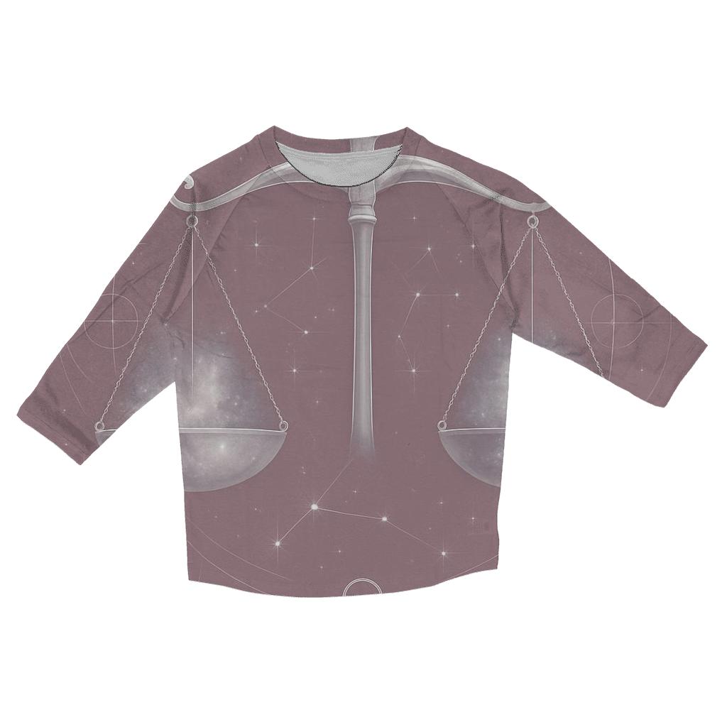 Libra Scales Cosmic Balance printed three quarter sleeve shirts
