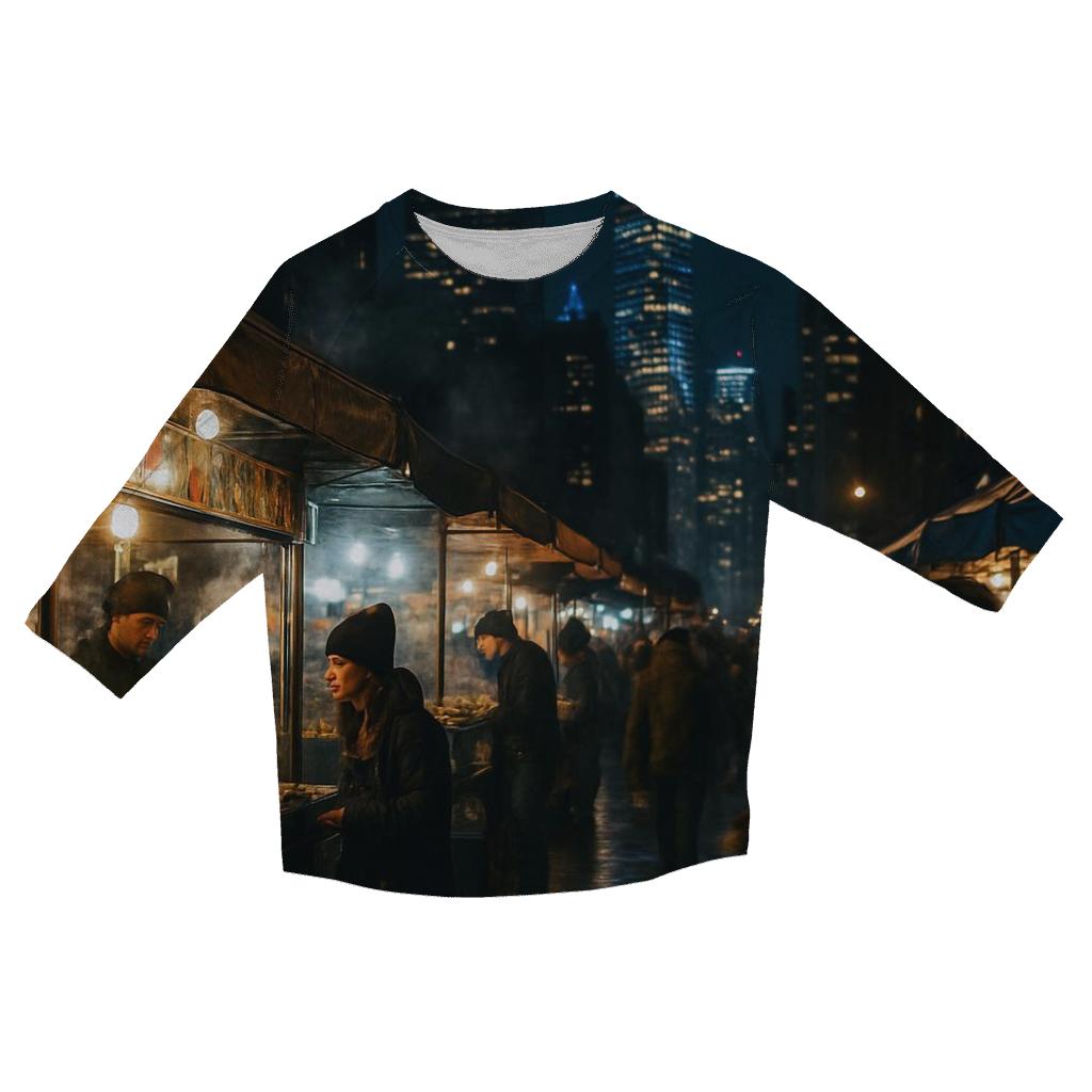 Night Market Skyline Contrast stylish quarter sleeve tops