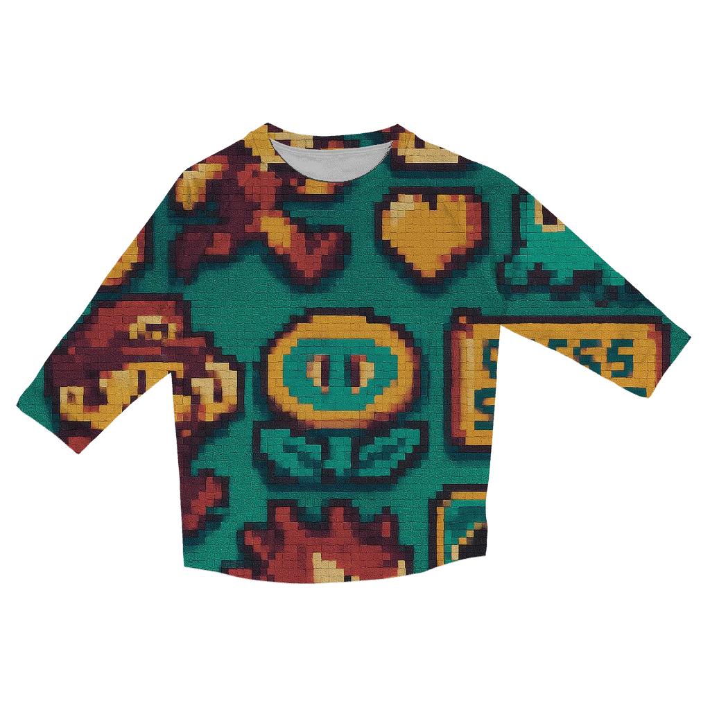 Vintage Arcade Pixel Art stylish quarter sleeve tops