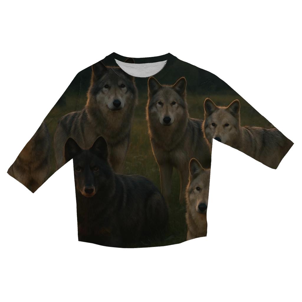 Cultural Steward Wolf Pack Portrait printed three quarter sleeve shirts