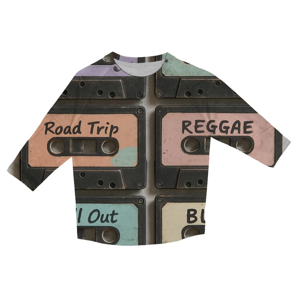 Old School Cassette Collage fashion 3/4 sleeve shirts