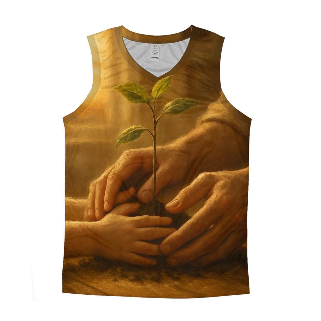 Hands That Build Tomorrow graphic print tank tops
